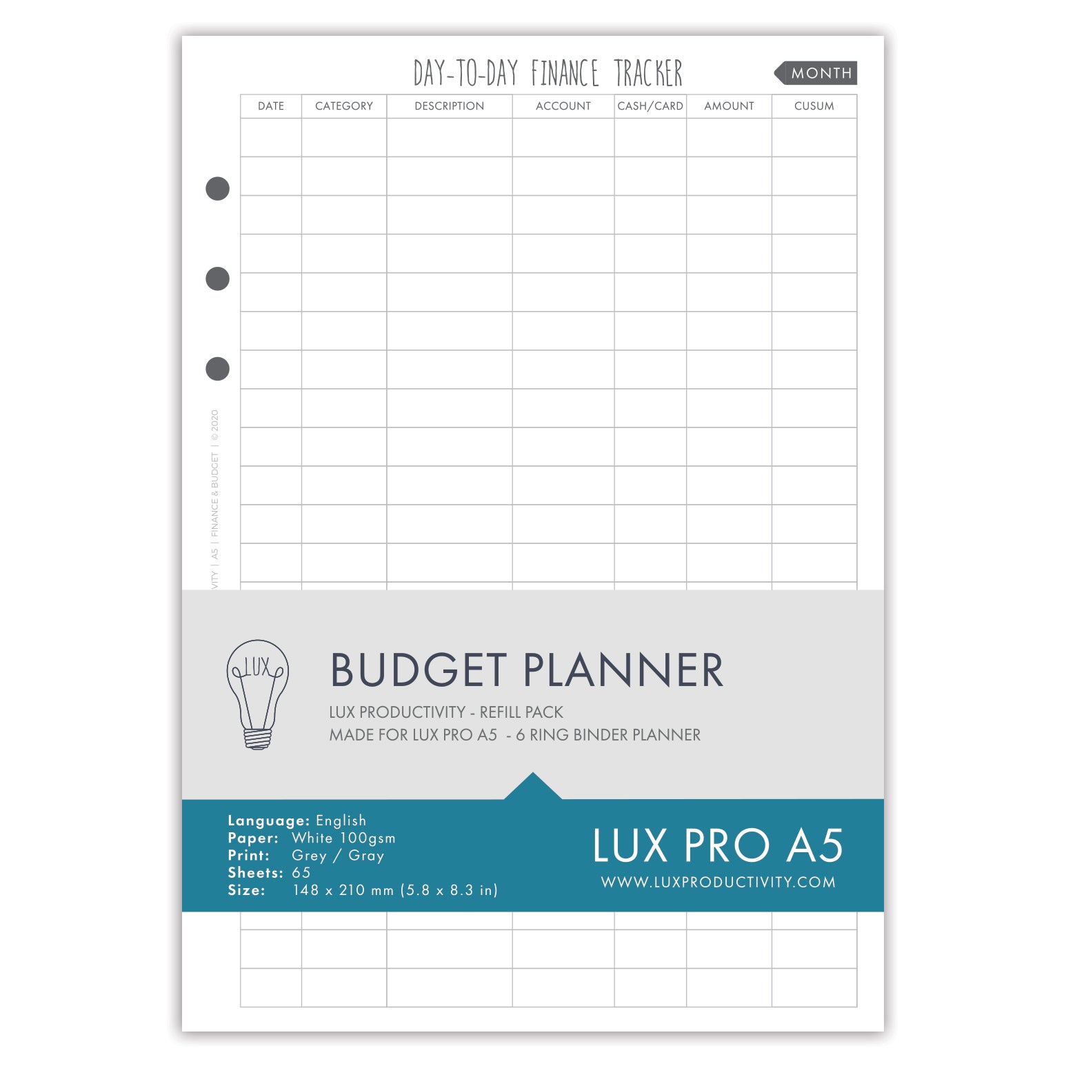 PRINTED A5 Budget Planner Inserts Uk Monthly Budget Finance 